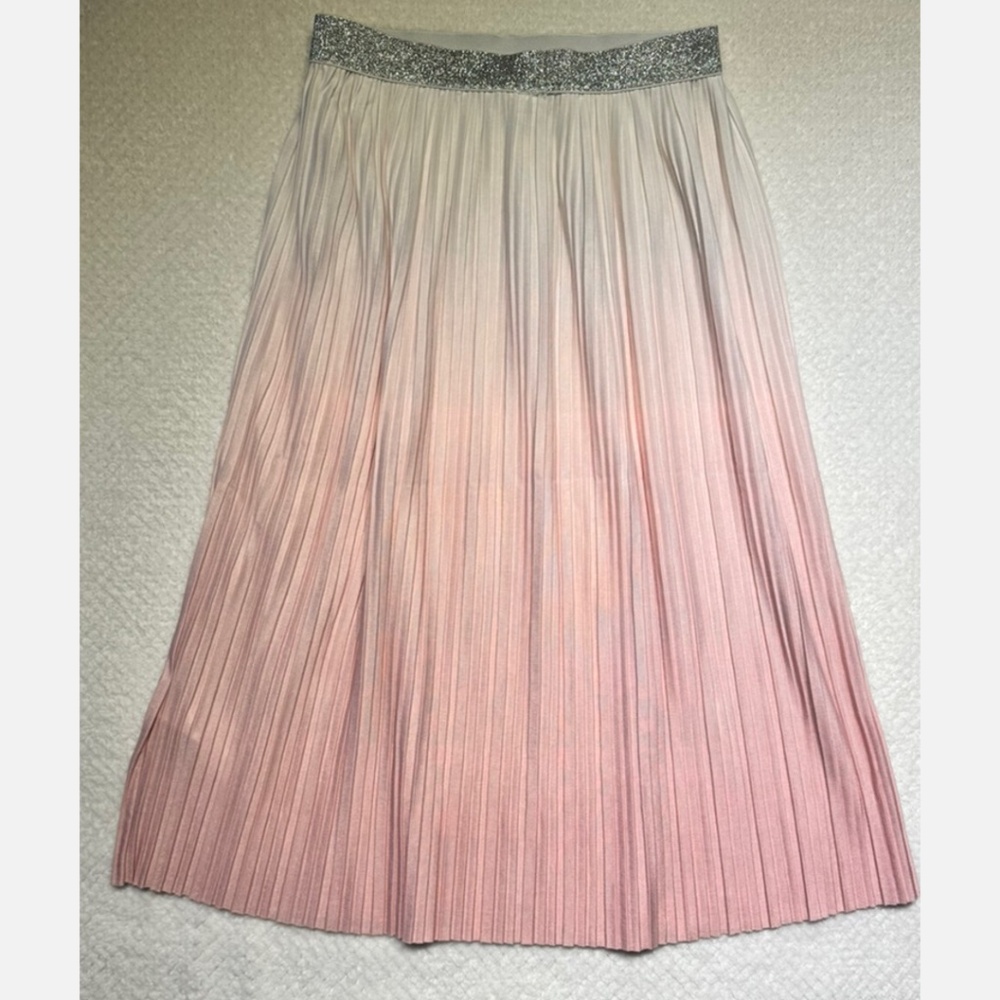ONLY Skirt (XS) Cloud Dancer Pink Ombre Pleated Elastic Balletcore Soft Girl